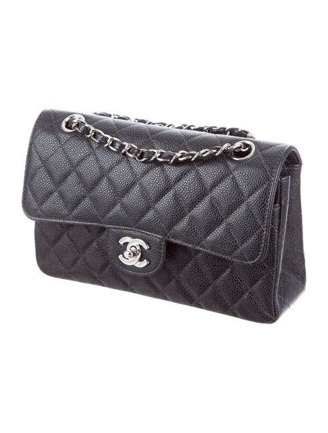 chanel classic flap bag black caviar leather